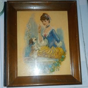 John Strevens Victorian Lady With Dog Lithograph